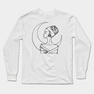 African Girl and Moon Long Sleeve T-Shirt